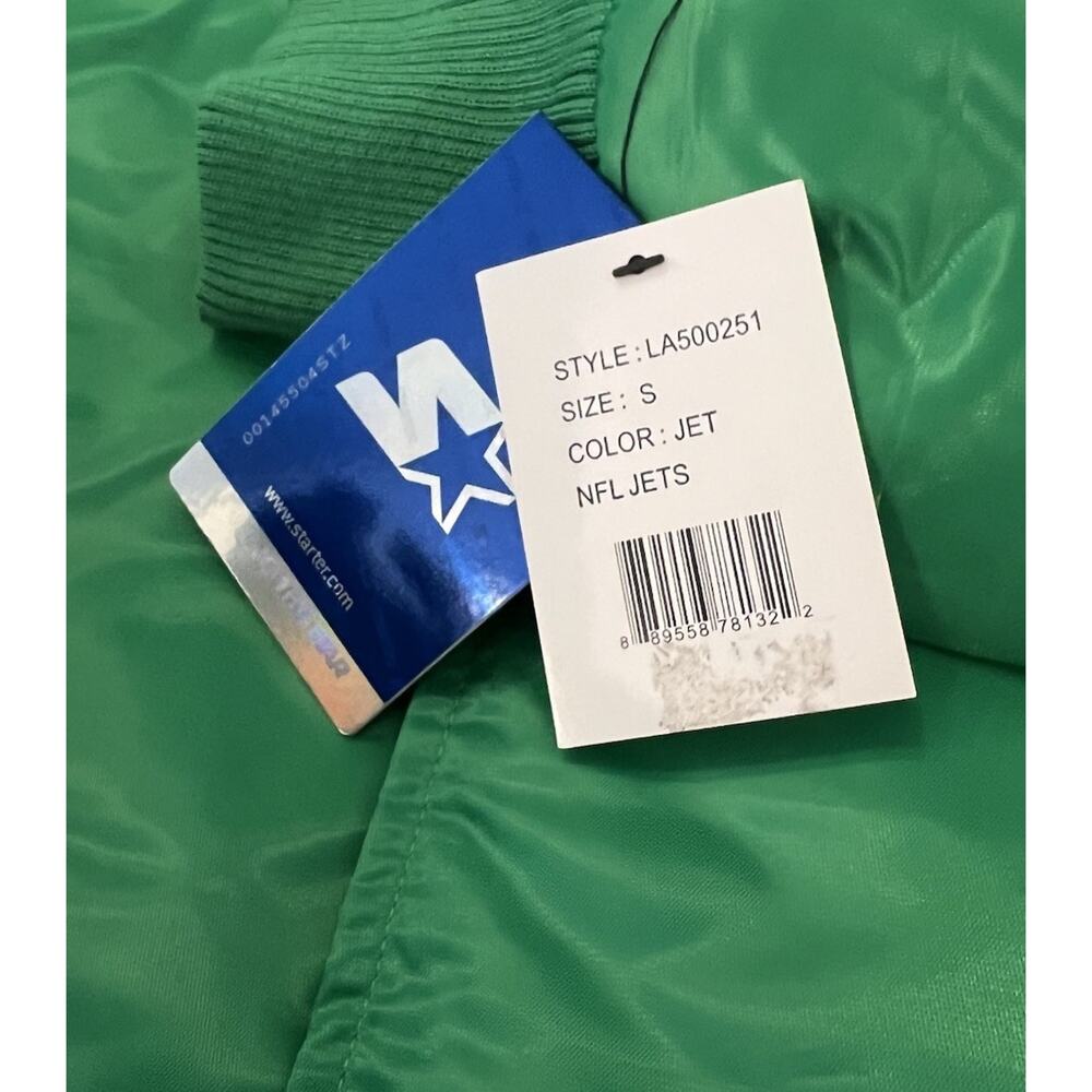 Size S - New York Jets Starter Satin Green Bomber Jacket💚 Brand New + 11 Pins! - Picture 5 of 9